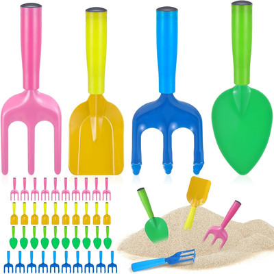 24-Piece Mini Gardening Tool Set, Colorful Metal Shovels, Trowels, Rakes & Forks