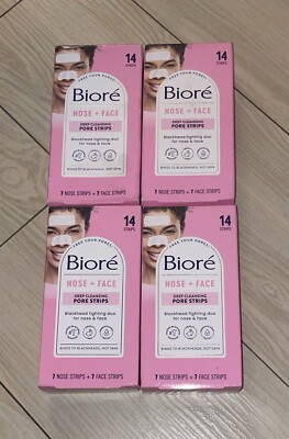 4 Biore Nose + Face Deep Cleansing Pore Strips 14 Ct Boxes 56 Total New Sealed