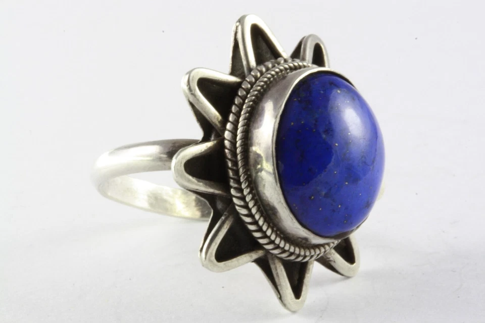 Design Grande Lapislazzuli Anello Donna Anello IN Argento 925 Vero Argento / 108 - Immagine 2 di 4