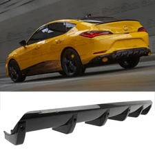 Car Rear Bumper Lip Side Splitter Diffuser 6 Fins Gloss Black For Acura Integra
