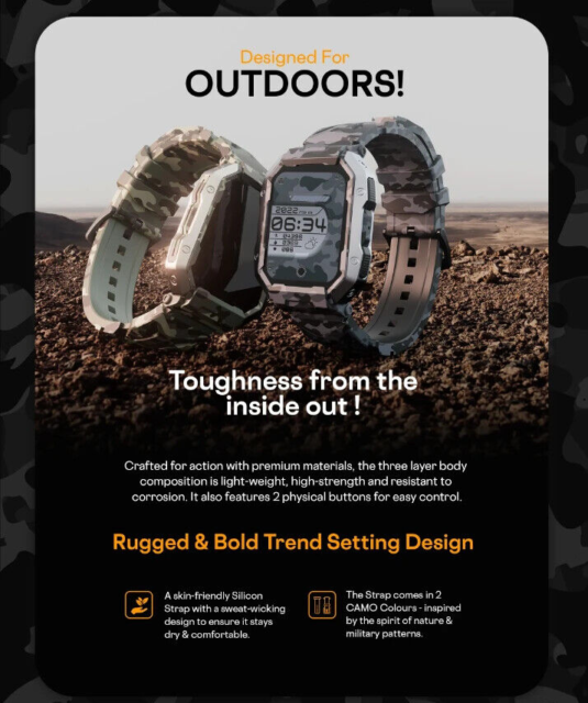 Rugged Military Smartwatch || Amoled-Screen Waterproof Multifunction Sports-Mode