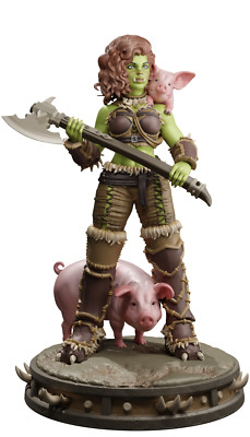 Dungeons & Dragons spielbare Figur - weiblicher halber Ork Keshk - Kämpfer, Krieger
