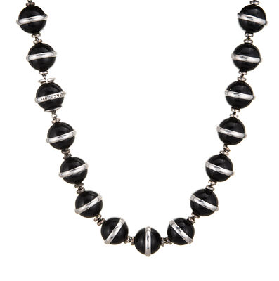 Tiffany & Co Onyx Necklace Paloma Picasso Sterling Silver Orb 16.5