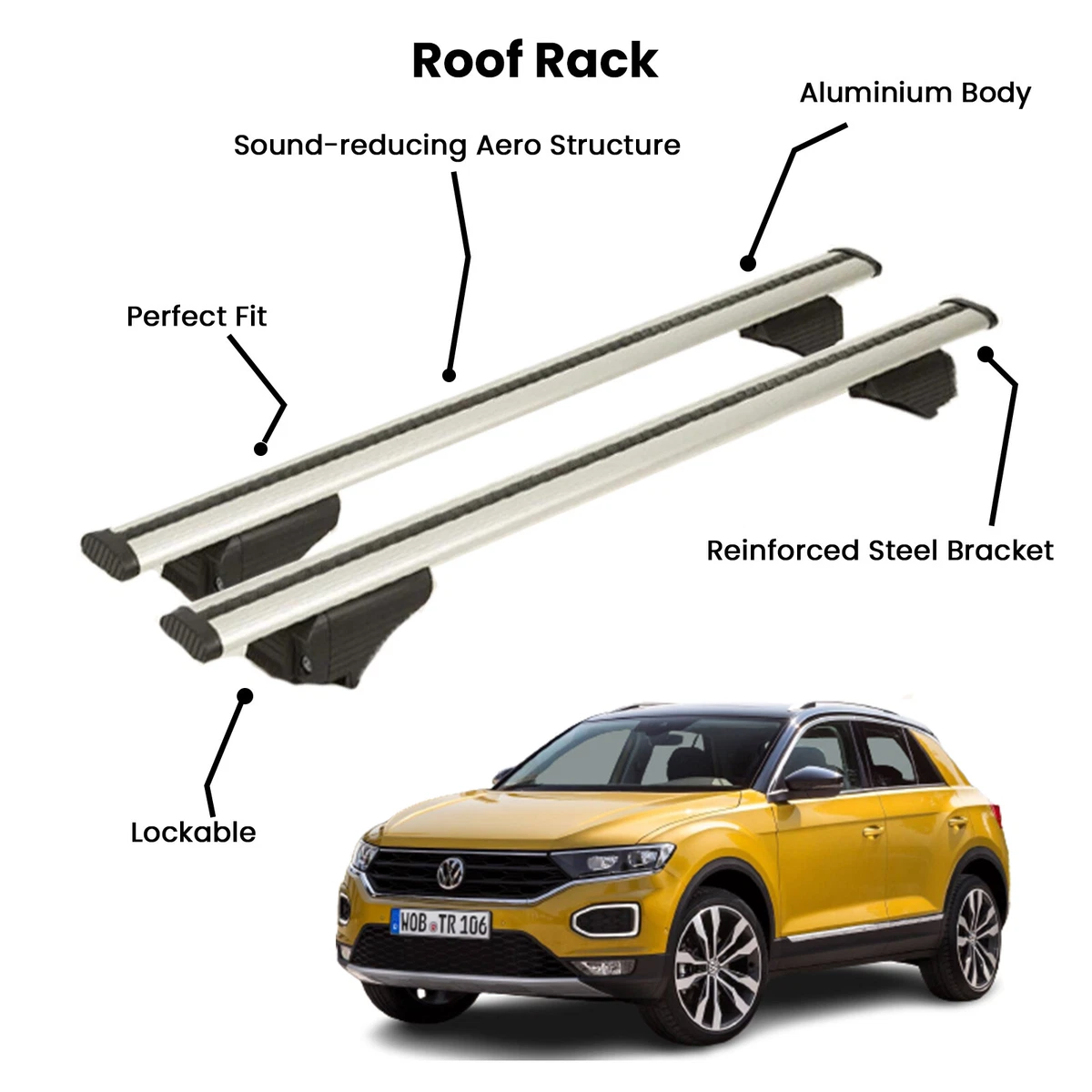 For Volkswagen T-Roc 2017-Up Roof Rack System Carrier Cross Bars