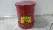Justrite 09300 10 Gal Capacity Red Foot Operated Self Closing Oily Waste Can