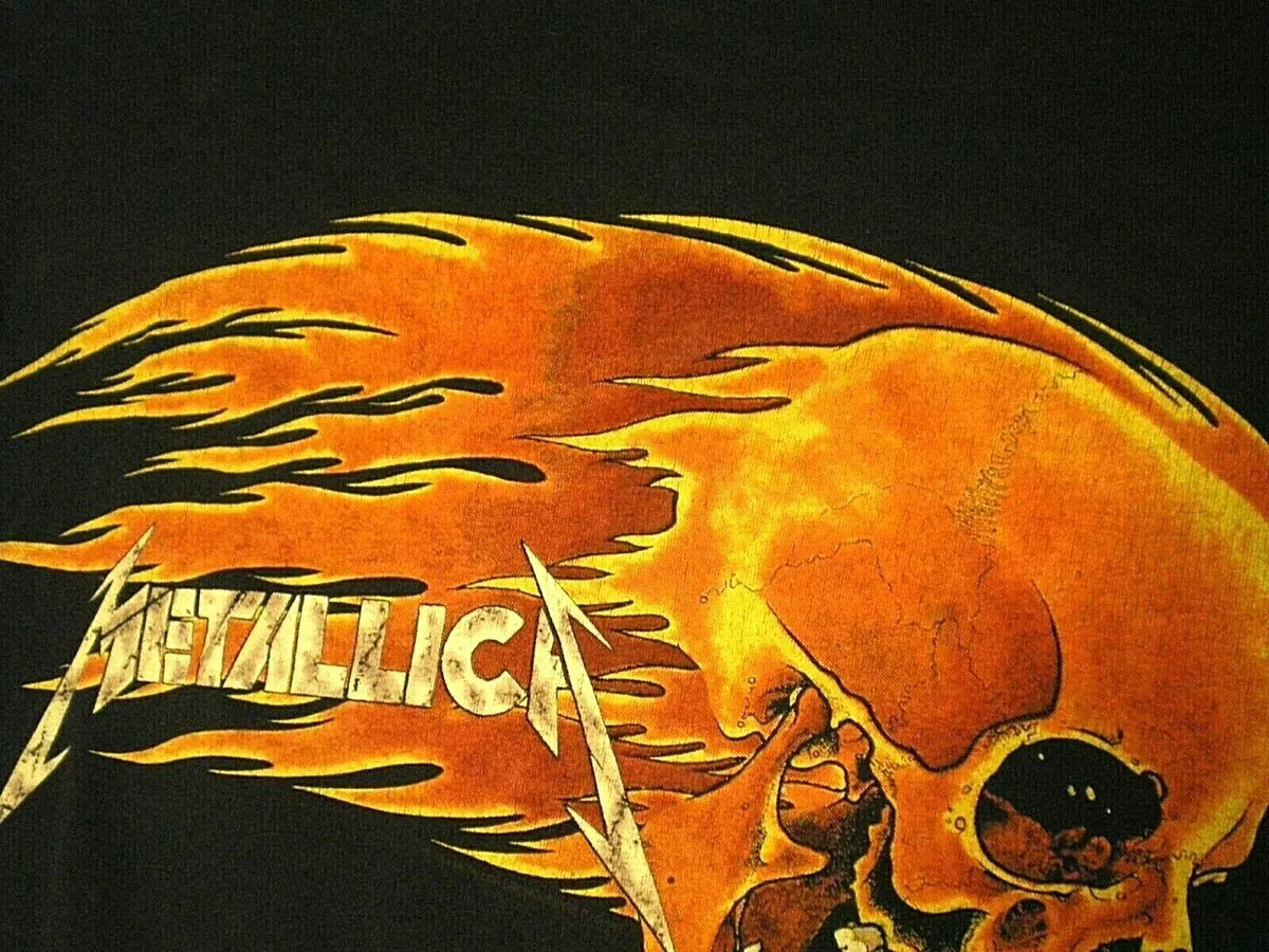 METALLICA Pushead FLAMING SKULL True Vintage SUMMER TOUR Original 1994 L T-SHIRT