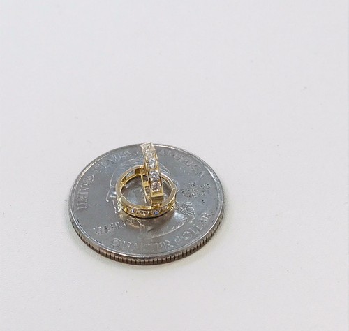 10K Real Yellow Gold CZ Small Dainty Little Huggie Earrings Baby Women Men 9x9mm - Picture 6 of 8
