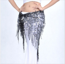 13 colors Shining Sequins Triangle Tassels Hip Scarf Belt Belly Dance Costumes