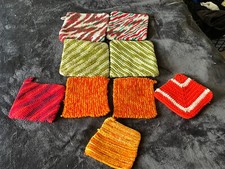 Handmade Crocheted Pot Holders Trivets Hot Pads Colorful Large Lot - 9 Vintage
