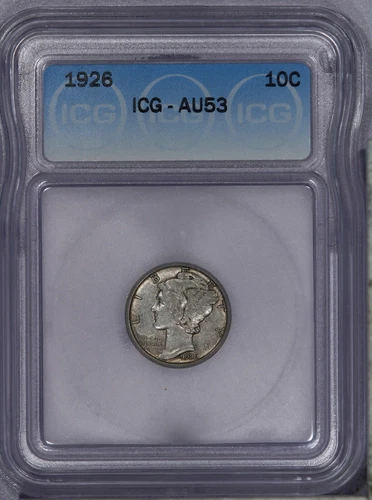 1926 Mercury Dime 10c ICG AU53