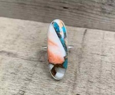 Handmade 925 Sterling Silver Oyster Turquoise Stone Statement Ring All Size R221