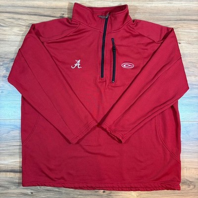 Drake Alabama Crimson Tide Mens 2XL Quarter Zip Grid Fleece Pullover Red Jacket