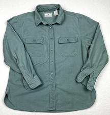 VTG L.L.Bean Chamois Shirt Womens M Sage Green USA Made Y2K Flannel Gorpcore