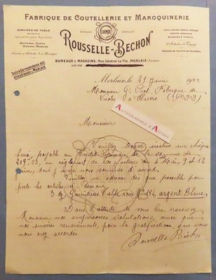   MORLAIX 1922 ROUSSELLE BECHON cutlery leather goods rue Gal. le Flo letter