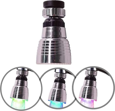 PEIXIONG Swivel 3-Color Temperature Sensitive Gradient LED Water Faucet Light Water Strea