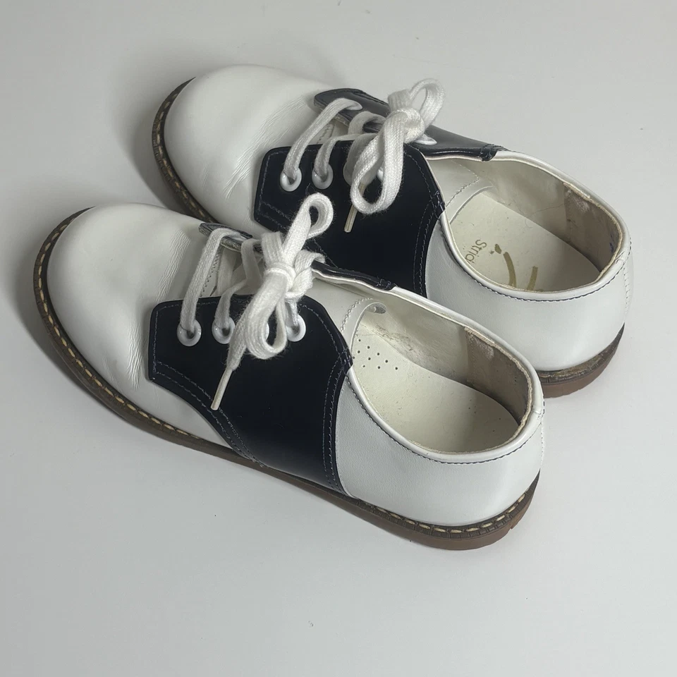 Sillín Stride Rite Oxfords Niños 9.5 Negro Blanco Cuero Pascua Navidad Vacaciones Foto 4 de 4