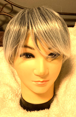 No Brand Natural Short Bob Pixie Synthetic Highlights Royal Silver Gray Wig