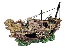 Extra Large Sunken Pirate Ship Aquarium Decor, Resin Crafted Shipwreck Ornament