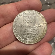 Moneta 20 Scudi 1953 Riforma Finanziaria 20 Portogallo Argento