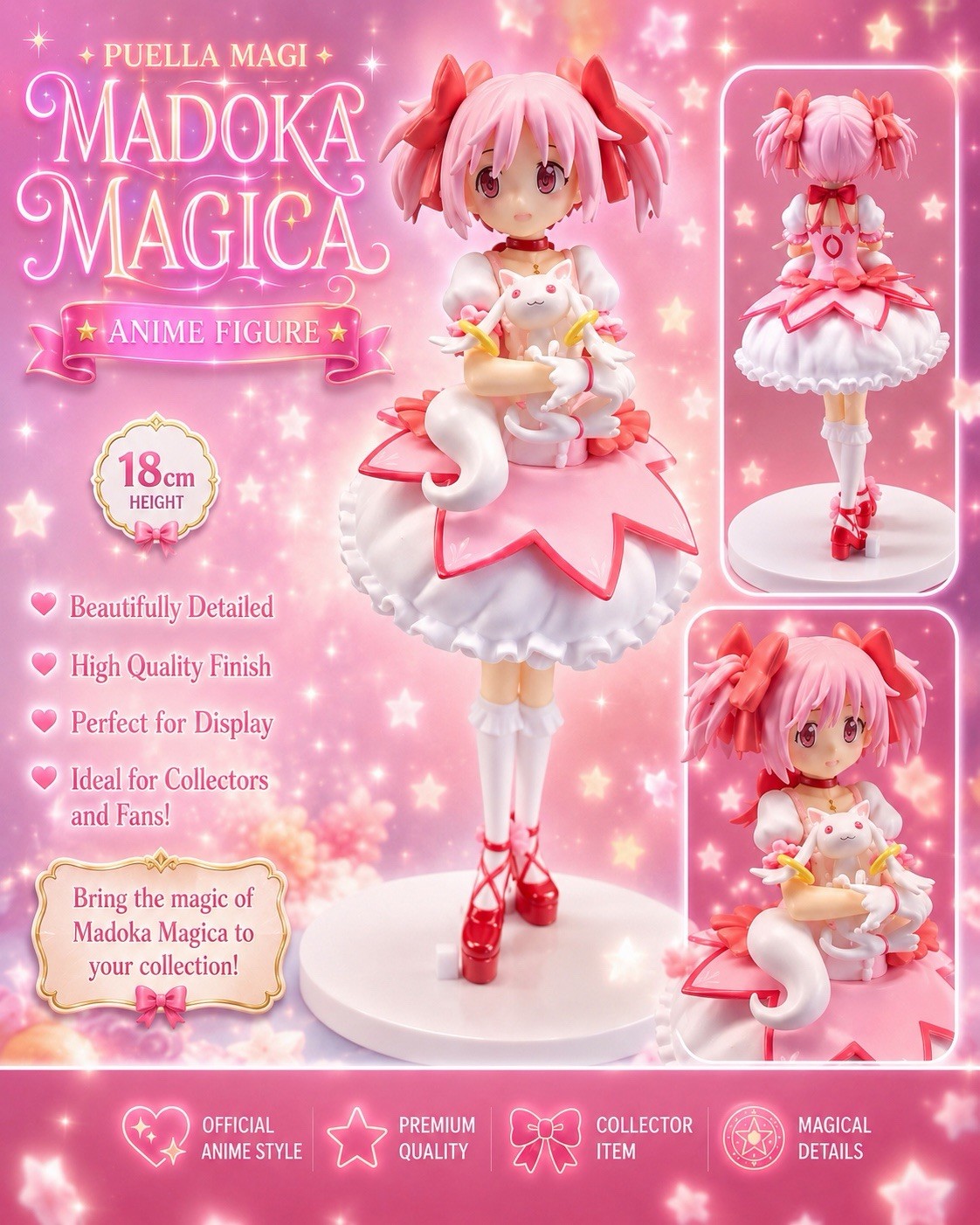 FIGURA ANIME PUELLA MAGI MADOKA MAGICA 18CM MADOKA KANAME CON PANTALLA KYUBEY