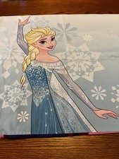 Disney Frozen Elsa Anna Standard Pillowcase Cotton Blue Pink White 20x30 in