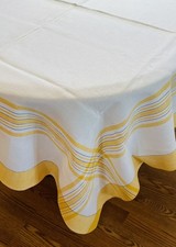 Vintage Yellow & Blue Plaid Cotton Tablecloth...