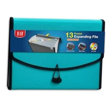 H4D 13-Pocket Accordion File Organizer, Expanding File Folder  Extra Back Teal
