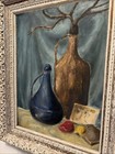 1958 Signed Oil Painting Mid-Century Modern Art Still Life Art Pottery Framed — photo 7