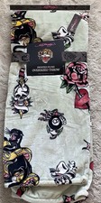 Ed Hardy Oversized Throw Blanket Green Roses Panther Snake Skull 60 X 70 NEW