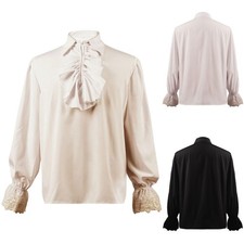 Medieval Mens Gothic Shirt Renaissance Victorian Steampunk Long Sleeve for