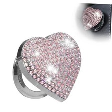 Bling Heart Push Start Button Cover, Diamond Rhinestone Car Engine 1 PC Pink