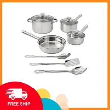 Mainstays Stainless Steel 10-Piece Cookware Set, Durable Pots & Pans Collection