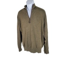 Orvis Wool Blend Mens XL Quarter 1/4 Zip Sweater Brown Knit Fleece Pullover