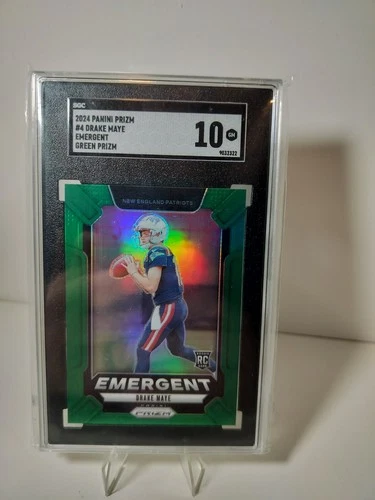 2024 Panini Prizm - Emergent Drake Maye #4 Green Prizm (RC) SGC 10