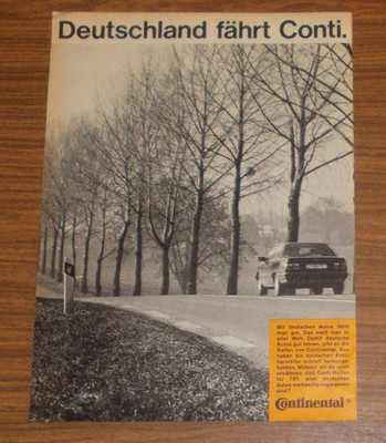 Seltene Werbung CONTINENTAL Reifen - Deutschland fährt Conti - Allee 1985