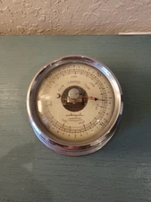 Vintage Airguide Chrome & Glass Barometer W/Partially Exposed Brass...