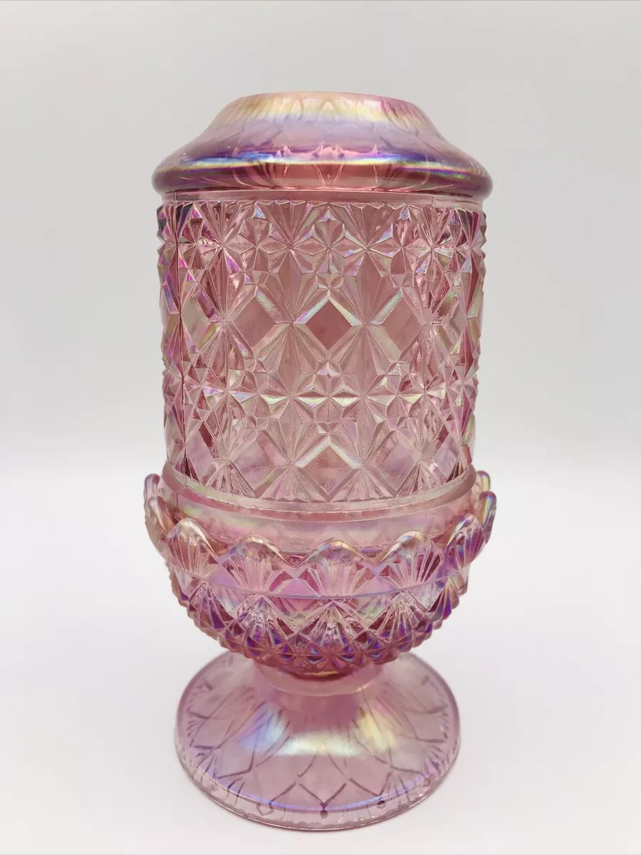 Fenton Pink 2 Piece Fairy Lamp Fine Cut Block