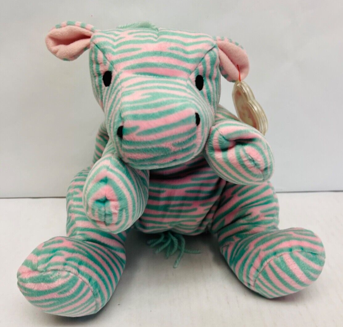 Zulu Pink Zebra Pillow Pal Ty Beanie Plush 1996 Stuffed Animal Toy with