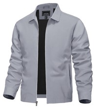 Men's Lightweight Full Zip Windbreaker Zip Pockets Laydown Collar Casual Jackets