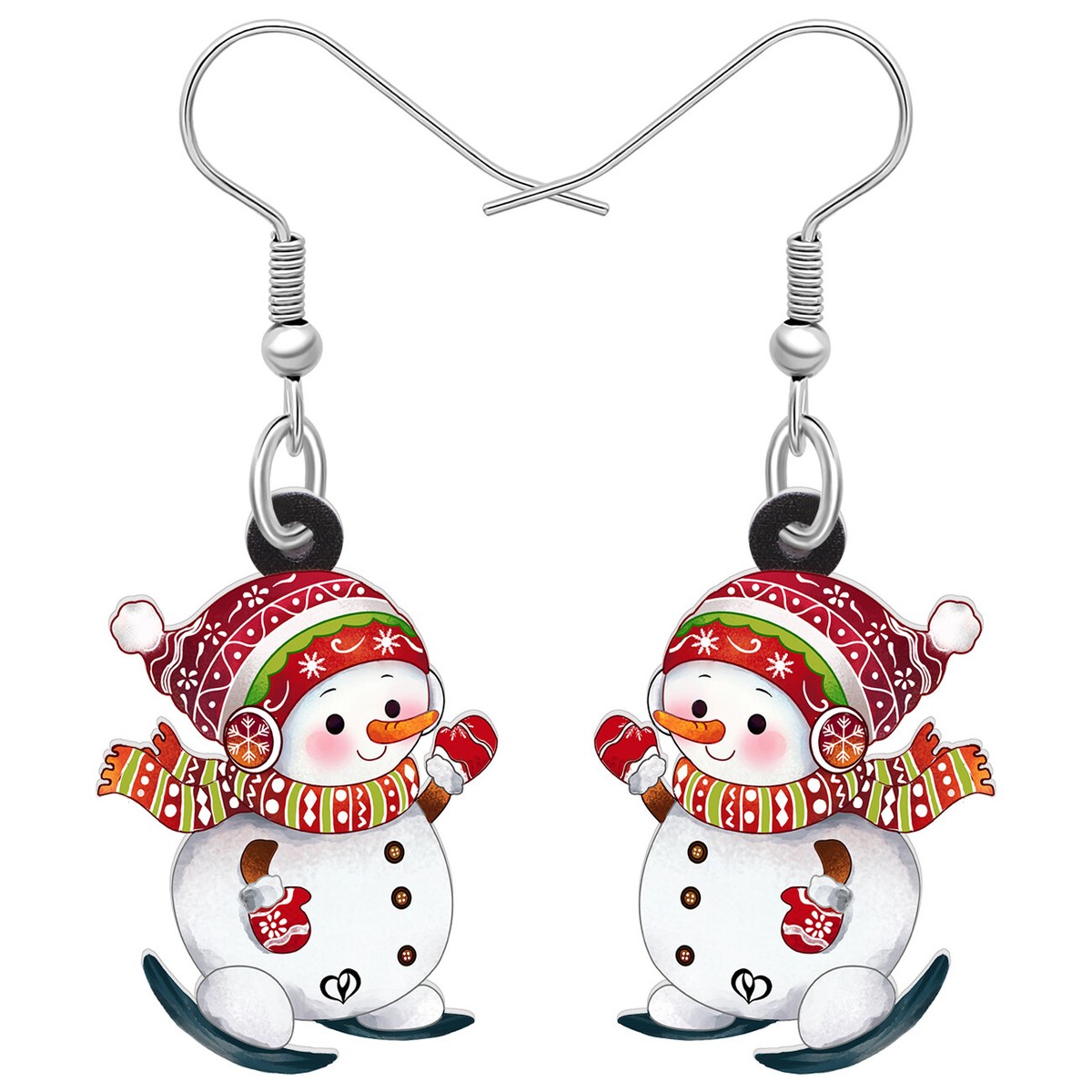 Hoop Earrings Baublebar Snowman Earrings Clipon Seed Bead Snowman - Main Image