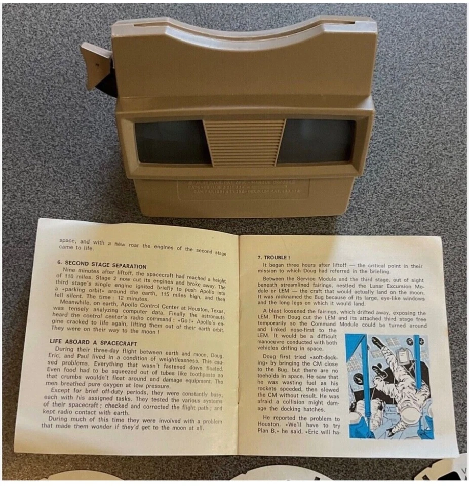 RARE VINTAGE ORIGINAL VIEWMASTER VIEWER + MAN ON THE MOON FULL SET.B6581,82,83 - Image 3 of 4