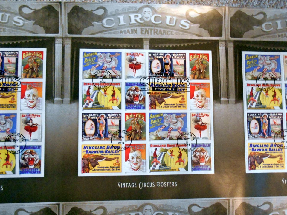 2014 Vintage CIRCUS posters MNH Sc 4905a press sheet of 6 with pictorial cancel - Image 2 of 4
