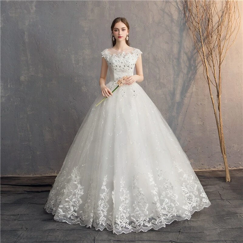 Ball Gown High neck Luxurious Train Long Sleevess Sparkle Applique Satin Wedding  Dresses | Ball gowns, Couture bridal gowns, Luxury wedding dress