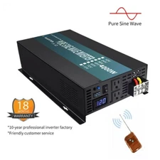 4000W Pure Sine Wave Inverter 12V DC to 110/220V Car Home Remote Switch