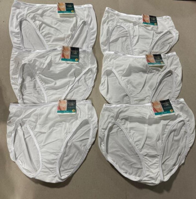 6 Pc Vanity Fair Illumination 13108 HI-CUT brief  6 7 8 9 10 WHITE $4 Bucks EA