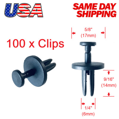  Set of 100 Front Bumper Clips Push Type Trim Retainer Radiator Rivet for Dodge
