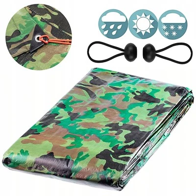 Camo Camouflage Tarpaulin Heavy Duty Waterproof Cover Tarp Sheet FREE 4 BUNGEE