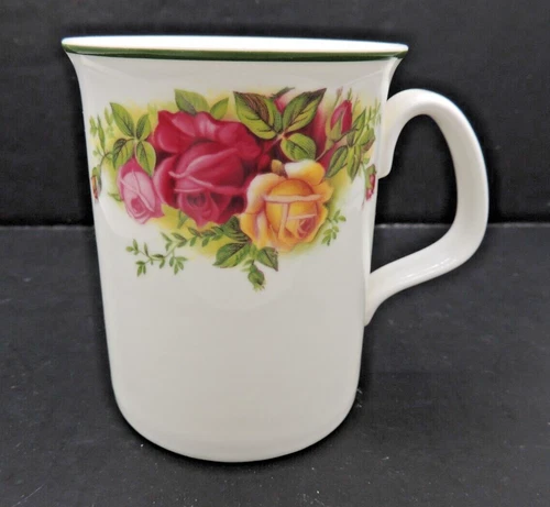 Royal Albert Old Country Roses Mug Green Trim 3.75" England