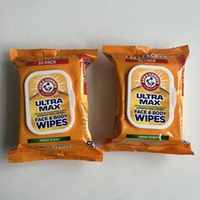 Arm & Hammer Ultra Max Face & Body Wipes Fresh Scented  30 Wipes. 2 Packs.