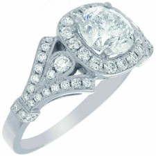 White Moissanite 2.70Ct Round Cut Halo Engagement Ring White Gold Finish Size 8